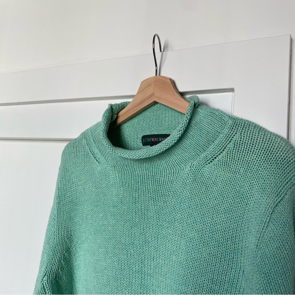 J.Crew 1988 Roll Neck 100% Cotton Seafoam Sweater